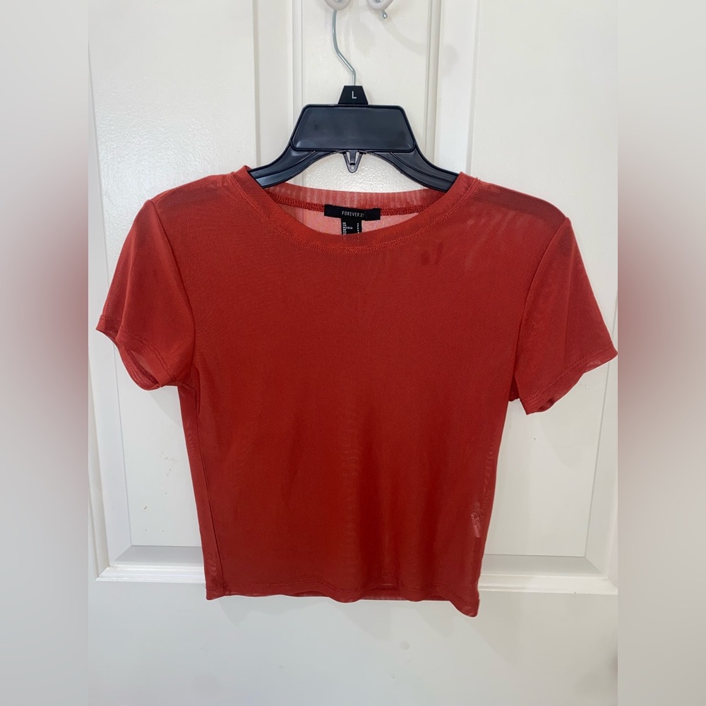Forever 21 Mesh Amber Womens Tee